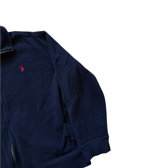Vintage 90s Navy Blue Polo Ralph Lauren Full Zip Sweater XL Red Pony - Picture 3 of 7